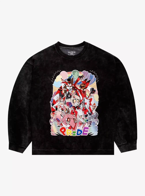 【Work】 I designed the Hazbin Hotel Group Treat Pride Sweatshirt released by HOT TOPIC! Each character is holding an ice cream in their own Pride color! #HazbinHotel ハズビンホテルのプライドスウェットシャツをデザインしました!各キャラのプライドカラーのアイスを持っています