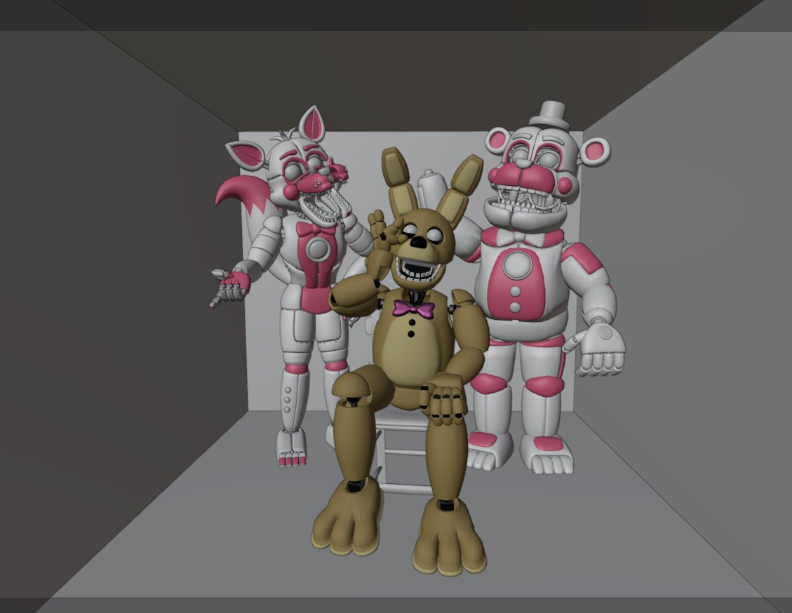 Jul09_21's tweet photo. Hey there everybody!, im making some stuff based on @riko16riko16 Build the robots video!! Any suggestions to get better in blender animation?? 
#Blender #fnaf https://t.co/u4Lp0qpUOO