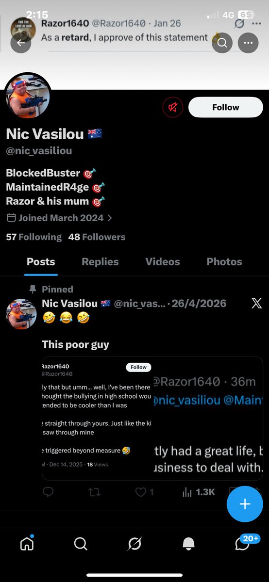 bj2079's tweet photo. @Razor1640 @liamRockstat Now he is claiming he had your mother removed from Twitter lol https://t.co/6NDQAkzlTk