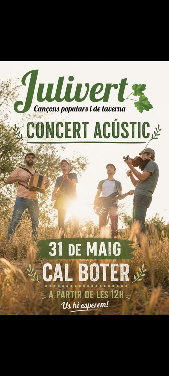 JordiSune's tweet photo. El 31 de maig serem a Cal Boter, a Torredembarra, prop de la plaça Catalunya. Farem un concert acústic a l'hora del vermut. En tenim moltes ganes i, pel que vaig escoltant, no estarem sols! https://t.co/rB95QaayJA