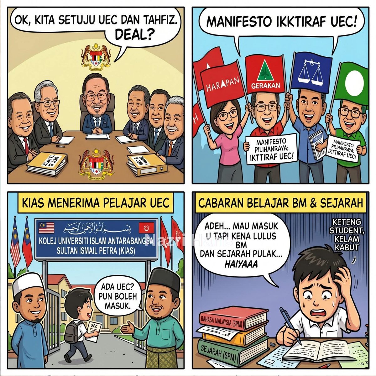 lady_bugg11's tweet photo. UEC Dah Diiktiraf Masuk IPTA?

 Ramai Mengamuk, Tapi Ramai Sebenarnya Belum Faham Apa Kerajaan Umumkan

Pagi tadi ramai terus panas hati bila baca tajuk berita kononnya UEC kini “diiktiraf” masuk IPTA.

Ada yang terus anggap kerajaan sudah buka pintu seluas-luasnya dan sistem pendidikan kebangsaan sedang diketepikan.

Jujurnya, mula-mula aku pun terkejut juga.

Sebab bila dengar perkataan “iktiraf UEC”, ramai bayangkan pemegang UEC boleh terus masuk semua kursus IPTA tanpa syarat.

Tapi selepas semak semula keputusan Kementerian Pendidikan Tinggi (KPT), rupanya naratif yang tersebar itu tidak menggambarkan keseluruhan cerita.

Apa yang kerajaan buat sebenarnya bukan “pengiktirafan penuh” atau “pintu terbuka bebas”.

Sebaliknya, ia hanyalah satu laluan khas yang sangat terhad dan bersyarat.

Laluan ini hanya melibatkan dua kelompok:
• Lepasan tahfiz
• Lepasan Sekolah Menengah Persendirian Cina (SMPC) yang memiliki sijil UEC

Dan syaratnya bukan mudah.

Kalau calon itu ada SPM penuh, tiada isu pun sebenarnya.

Mereka tetap perlu memohon melalui UPU seperti pelajar lain dan bersaing ikut sistem merit biasa.

Maksudnya, tiada layanan istimewa.

Tetapi kalau mereka tiada SPM penuh, di sinilah syarat ketat dikenakan.

Mereka WAJIB ambil dan lulus Bahasa Melayu serta Sejarah yang dikendalikan oleh Lembaga Peperiksaan Malaysia (LPM).

Maknanya, mereka masih perlu mematuhi syarat asas negara dan tidak boleh lari daripada elemen pendidikan kebangsaan.

Dan paling penting…

Mereka bukan bebas memilih semua kursus sesuka hati.

Lepasan tahfiz hanya dipertimbangkan untuk bidang berkaitan:
• Dakwah
• Pengajian Islam
• Tahfiz
• Al-Quran dan Sunnah

Manakala lepasan UEC pula hanya dipertimbangkan untuk beberapa kursus berkaitan:
• Bahasa Cina
• Linguistik Cina
• Pengajian Cina
• Pendidikan Bahasa Cina

Itu sahaja.

Bukan terus boleh masuk Perubatan, Farmasi, Kejuruteraan atau bidang profesional lain seperti yang dimainkan sesetengah pihak.

Sebenarnya sebelum dasar ini pun, pelajar UEC memang sudah boleh masuk IPTA.

Cuma laluannya lebih panjang.

Mereka biasanya perlu ambil:
• SPM
• STPM
• Matrikulasi
• Asasi
• Diploma

sebelum layak sambung ijazah.

Jadi apa yang dibuat sekarang hanyalah “memendekkan laluan” untuk bidang bahasa ibunda tertentu sahaja.

Bukan menghapuskan sistem pendidikan kebangsaan seperti yang digambarkan.

Kalau kita jujur melihat sejarah politik negara pula, isu UEC ini bukan perkara baru.

Hampir semua blok politik pernah bercakap tentang pengiktirafan UEC dalam manifesto masing-masing.

PH pernah sentuh.
BN pernah sentuh.
Gerakan pernah perjuang.
PN pun ada bercakap mengenainya.
PAS juga bukan asing daripada isu ini.

Sebab itu kalau hari ini ada pihak mahu marah, sekurang-kurangnya marahlah secara konsisten dan berdasarkan fakta.

Malah ada yang mendakwa institusi di bawah kerajaan negeri Kelantan sendiri sebelum ini sudah menerima lepasan UEC untuk program tertentu.

Sebab itu isu ini tidak boleh dibincang dengan emosi semata-mata.

Kita boleh tidak setuju.

Kita boleh kritik kerajaan.

Tetapi biarlah kritik berdasarkan maklumat penuh, bukan sekadar tajuk berita atau potongan ayat yang dimainkan di media sosial.

Kadang-kadang yang buat rakyat paling marah bukan keputusan sebenar…

tetapi cara sesuatu isu dipersembahkan sehingga nampak lebih ekstrem daripada realiti sebenar.