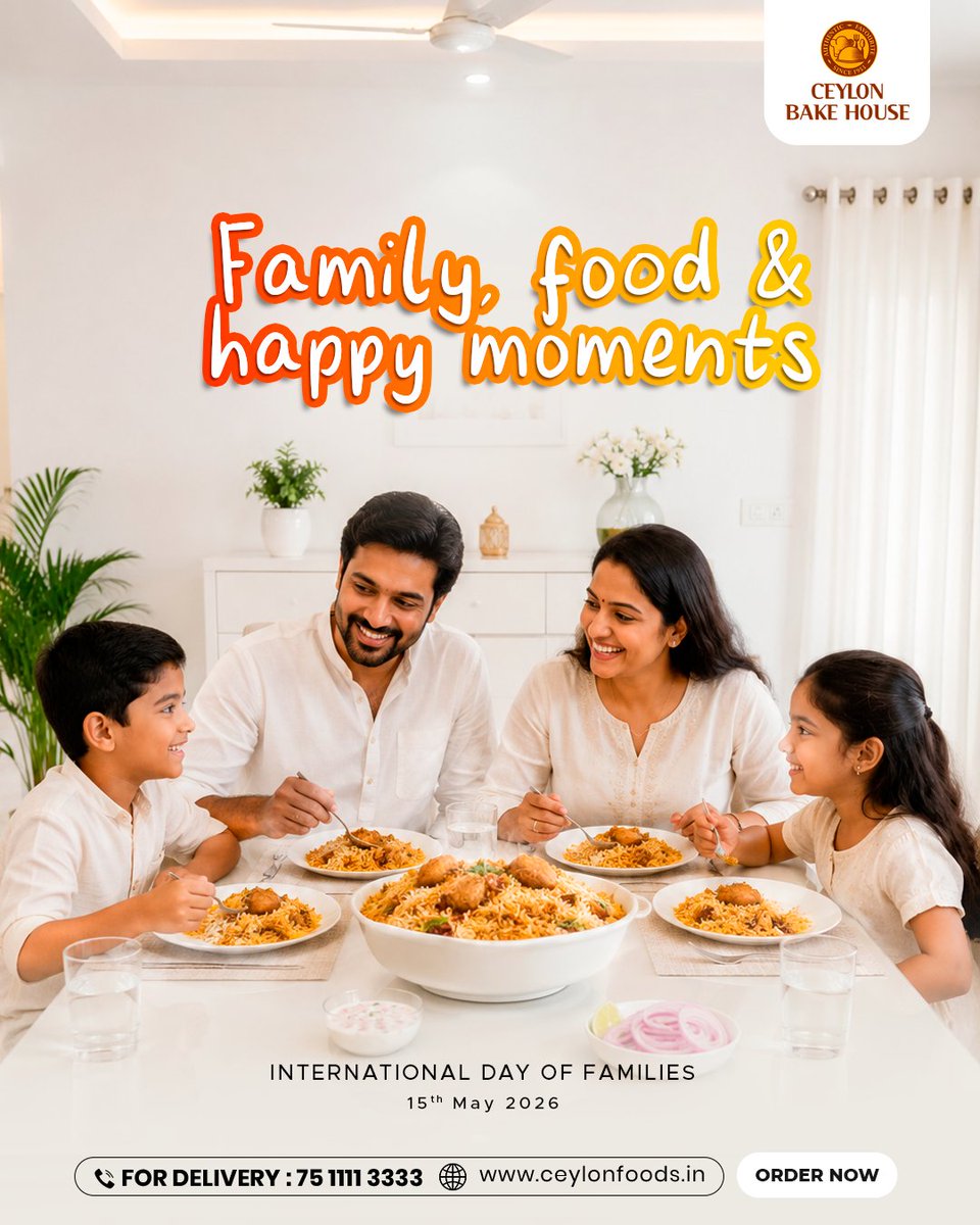 CeylonBakeHouse's tweet photo. Good food tastes even better when shared with family. ❤️🍛
Celebrate the bond of love, laughter, and delicious moments this International Day of Families.

#InternationalDayOfFamilies #CeylonBakeHouse #FamilyMoments #GoodFoodGoodMood #FamilyTime #FoodLovers #HappyMeals https://t.co/QHsLCOMYpq
