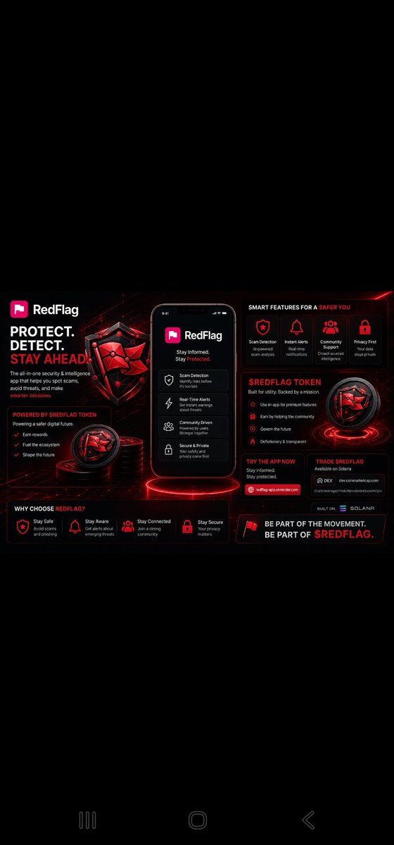 franff546758's tweet photo. 🌐 Try the app: RedFlag App
📈 Trade $REDFLAG: CoinMarketCap DEX

#RedFlag #Crypto #Solana #Web3 #Blockchain #ScamAlert #CyberSecurity #DeFi #Memecoin #SolanaToken #AI #CryptoCommunity #TokenLaunch #DigitalSecurity #TrendingCrypto https://t.co/mfT2hR1PNt