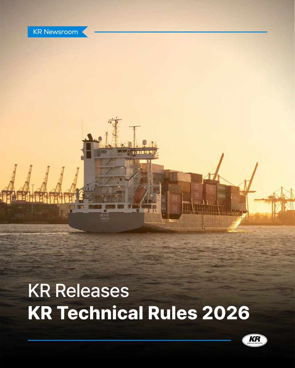 KoreanRegister's tweet photo. ⚓ KR has published the revised Rules &amp; Guidance 2026.​
Visit our website for the latest rules and effective dates.​

🔗https://t.co/UVeVIbNqV4

#KoreanRegister #KR #ClassificationRules #MaritimeSafety #MarineTechnology https://t.co/x2vS4ovLfF