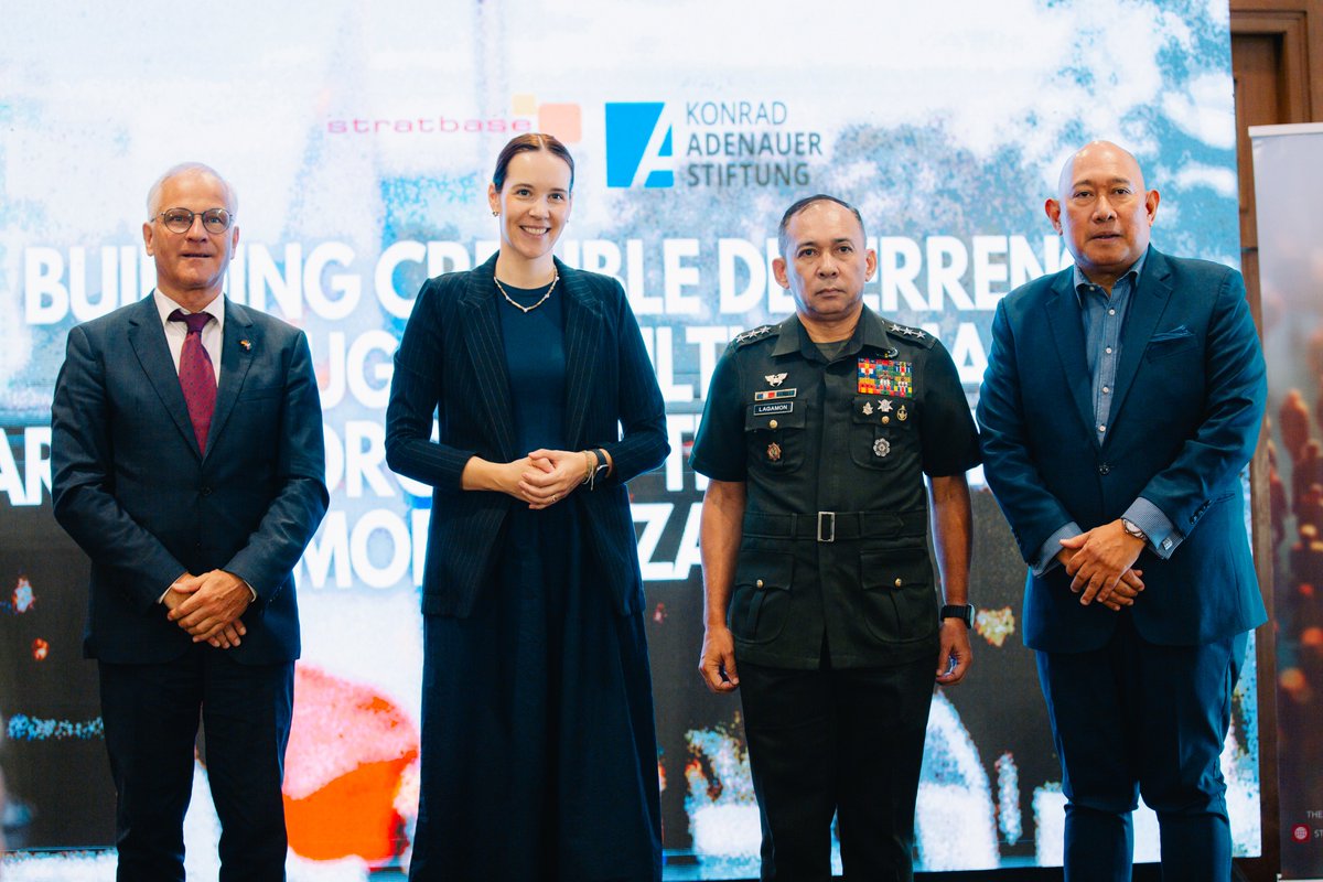 kasphilippines's tweet photo. KAS Philippines and the @StratbaseADRi successfully conducted the forum, “Building Credible Deterrence Through a Multi-Domain Armed Forces of the Philippines Modernization,” on May 14, 2026, at the Manila Polo Club.

#KAS4Security https://t.co/PMeryACtW2
