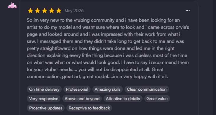 orviequin_'s tweet photo. just got this review and omg 🫶
so glad they’re happy with their vtuber + rigging comms!! makes all the effort worth it
#vgencomms #vtubercomms #vtuber https://t.co/zFaTZJCuRy