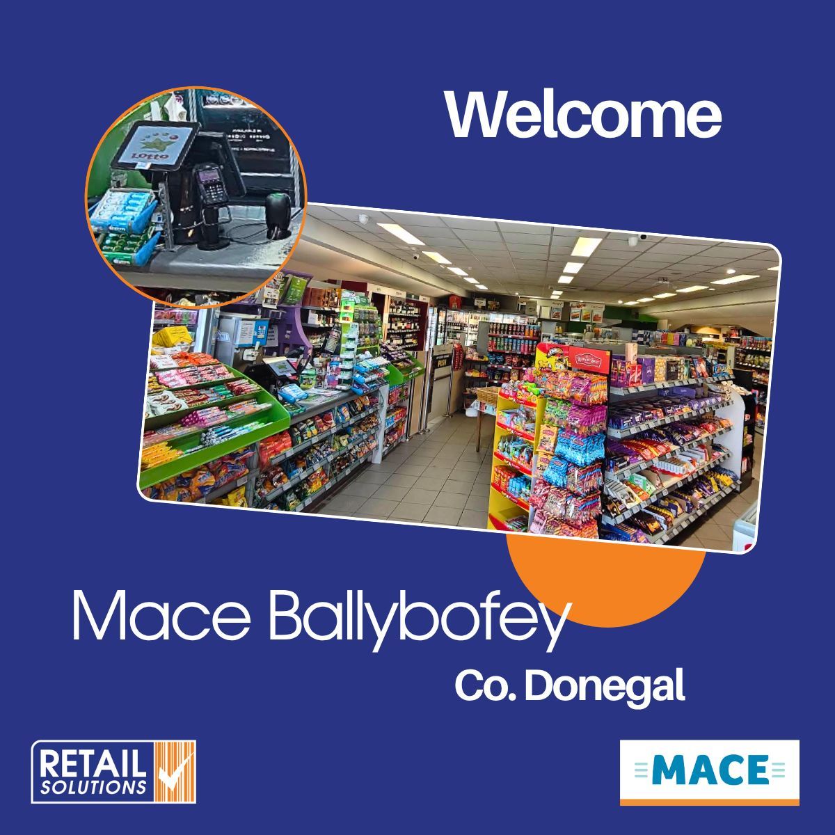 RetailSolns's tweet photo. Welcome back to Mace Ballybofey, Co. Donegal 🤝

Recently taken over by Raveesh &amp; Naidu, with John and the team, the store is now reopened &amp; running smoothly again. Great to work together during the setup, and thanks for the kind words about our support team 👏

📍 F82 FN83 https://t.co/xGvgNkiypy