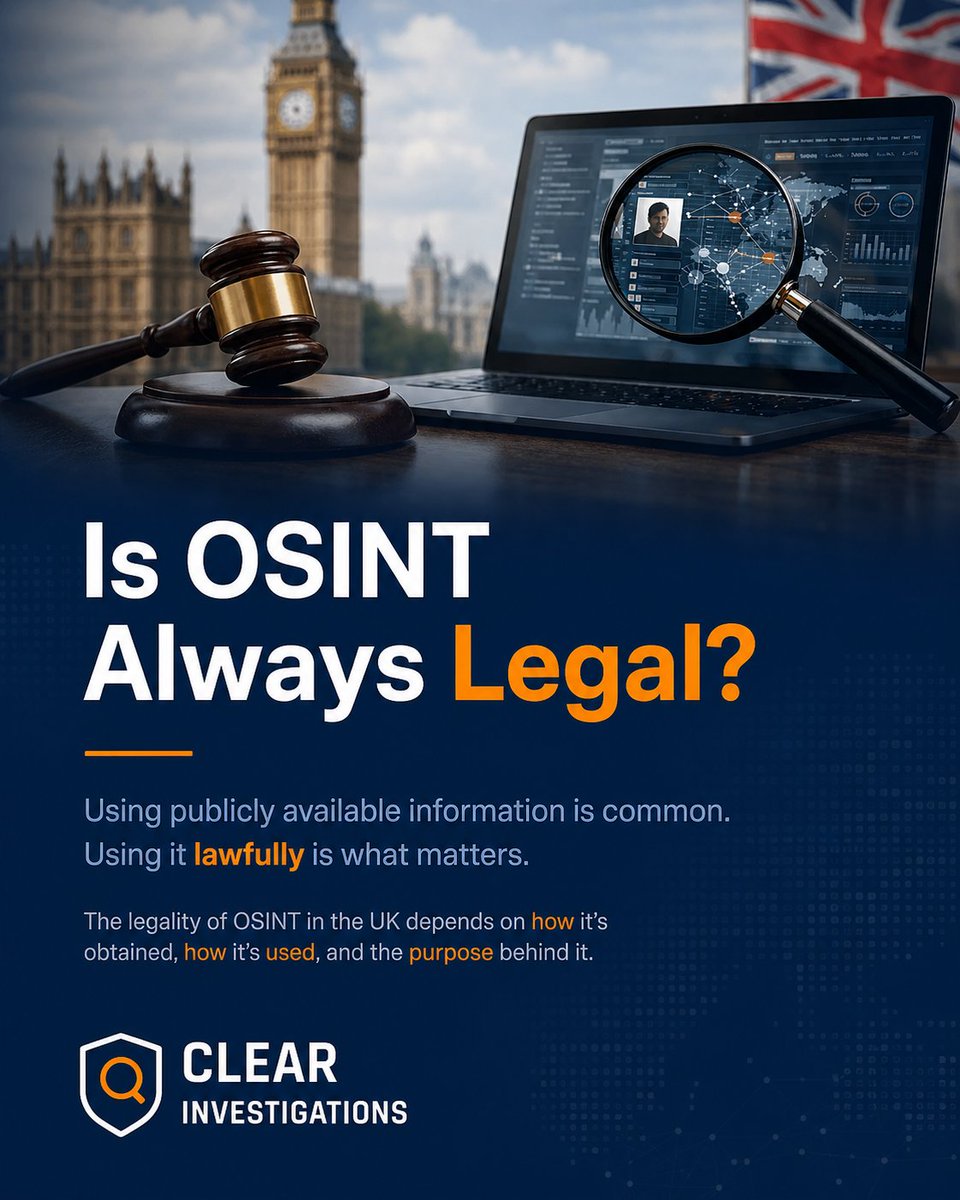 clear_pi's tweet photo. Just because information is public doesn’t make its use straightforward.

OSINT in the UK depends on legality, purpose, and data protection.

Read more: https://t.co/omNlbeemK9 https://t.co/CSOg4yszYB