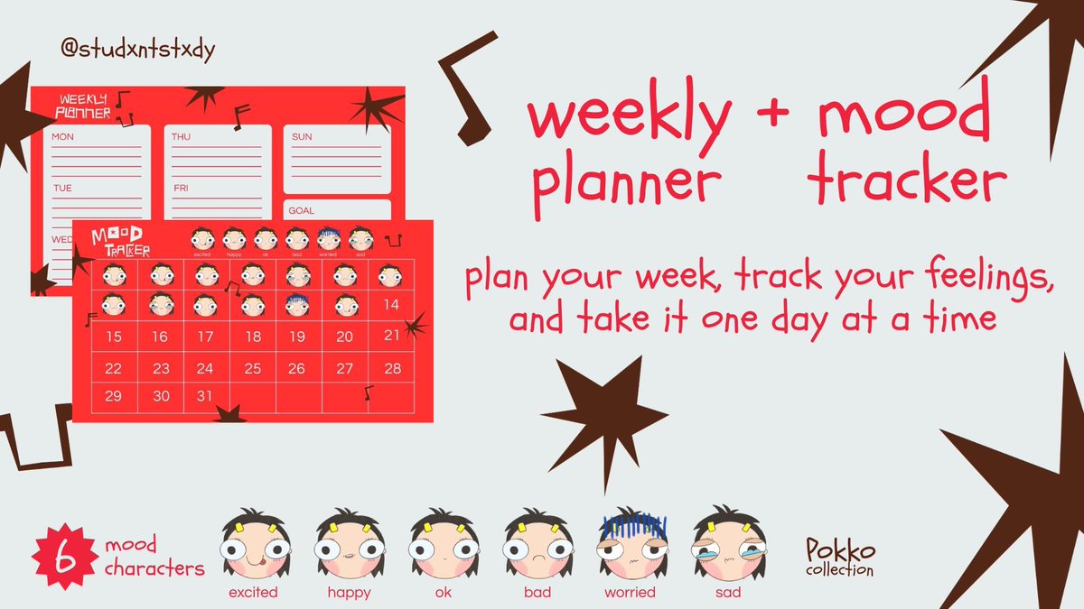 studxntstxdy's tweet photo. Weekly planner + Mood tracker 

Pokko collection (🎶🎸)

link download :
https://t.co/jUiI8re9WU

#planner #weeklyplanner #moodtracker #pokkocollection #goodnotes #แจกไฟล์goodnotes #stxdentstxdy https://t.co/IXL97Y9aeE