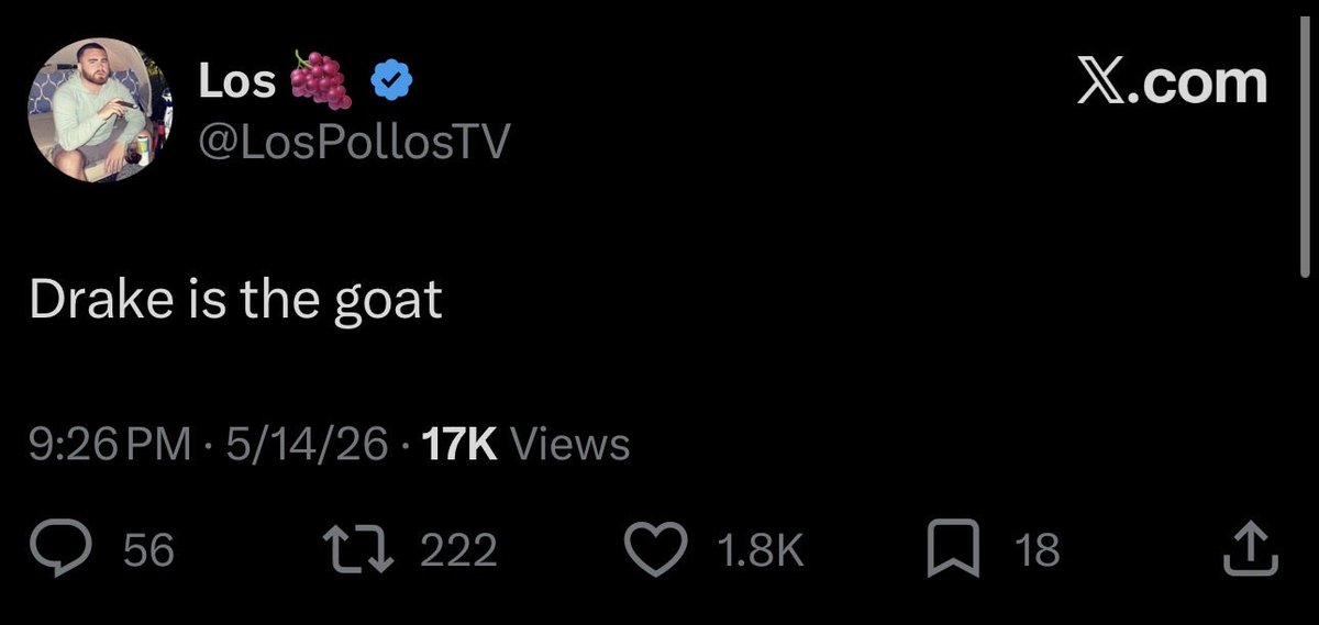 Awk20000's tweet photo. LosPollosTV calls Drake the GOAT following his triple album drop https://t.co/SoamHoZsj8