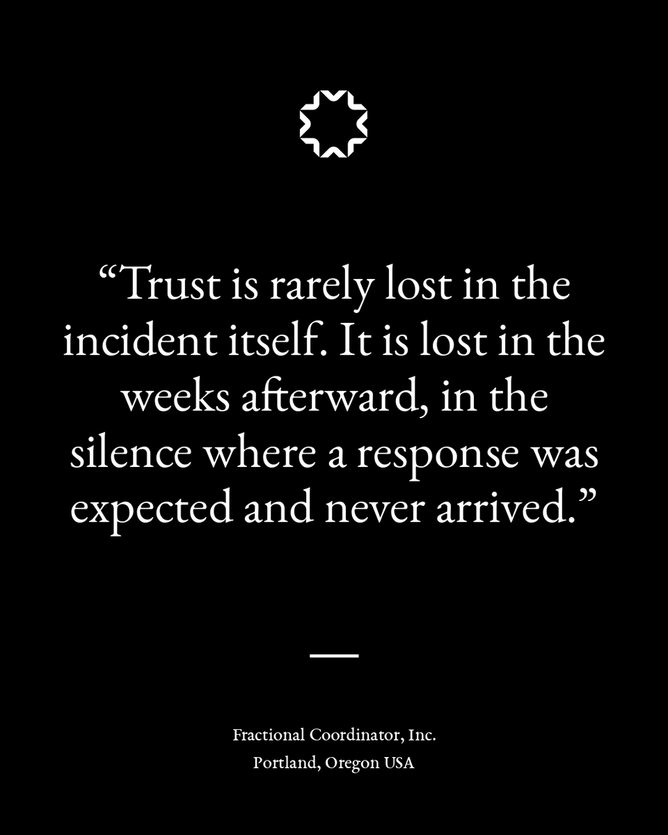 FractionalCoord's tweet photo. Most institutions prepare for the incident.

Few prepare for the silence that follows.

That's where trust actually breaks.

#Trust #Accountability #Leadership https://t.co/muvYgD0xM7