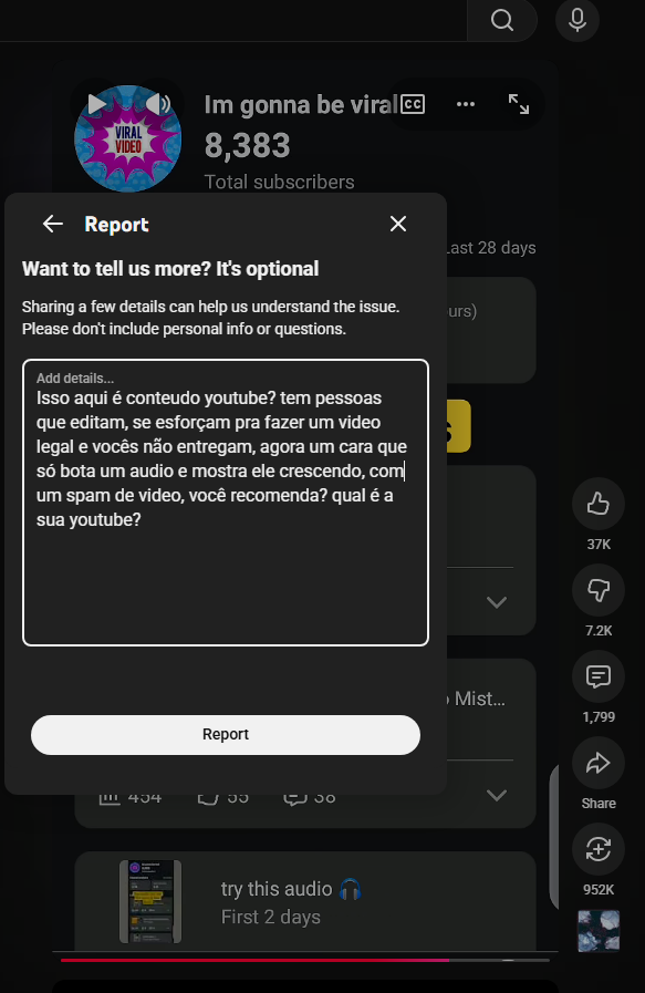 SamBearly's tweet photo. Cara.. na moral, oque está acontecendo com o youtube? eu to cansado de fazer varios videos engraçados e o youtube não entrega, dai tem um arr@mbado que só fica replicando a mesma coisa, pega MILHÕES DE VIEW? QUE PORRA É ESSA? @YouTubeBrasil https://t.co/To39bvu2yf