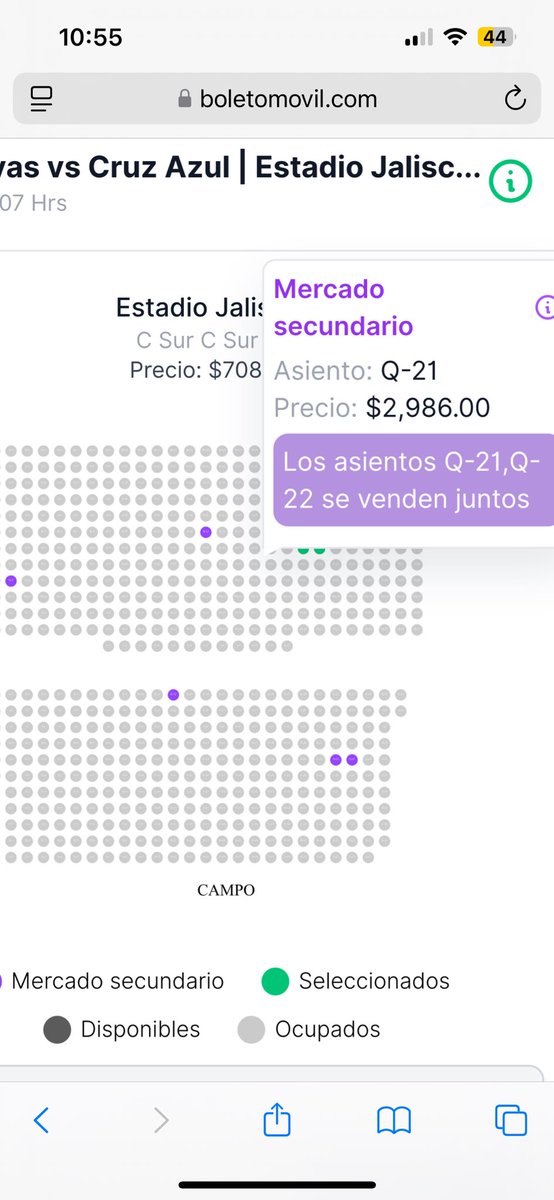 facg83's tweet photo. La reventa ya oficializada en boletomovil para el partido de @Chivas y luego que por qué @AlvarezMaynez quiere regular las boleteras. El  boleto más económico de 700 pesos en casi 3 mil https://t.co/ZbxQc5uQFQ