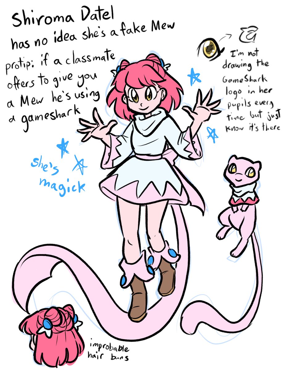 MeganFantastic's tweet photo. #art #gijinka #pokemon Shiroma is a #mew or a #clefairy but now she's a #clefable and her lore is differently weird than my other weird lore. A deeply sentimental nonsense Mary Sue. https://t.co/u0OSSaTgcW