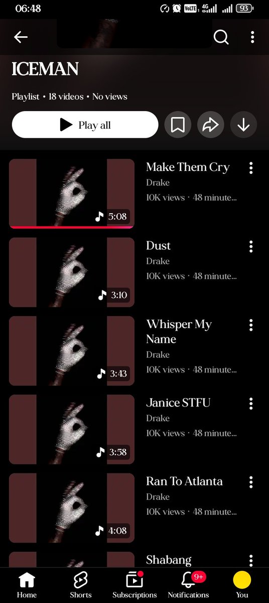 Ash_beats693's tweet photo. i wonder why all songs on drake latest albums got same amount of views??? #drake #iceman https://t.co/SjHbllGzks