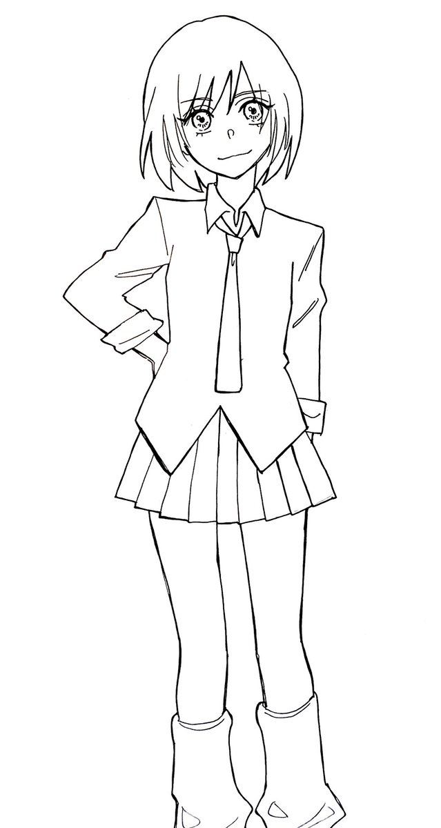 線画はアナログ #イラスト #一次創作