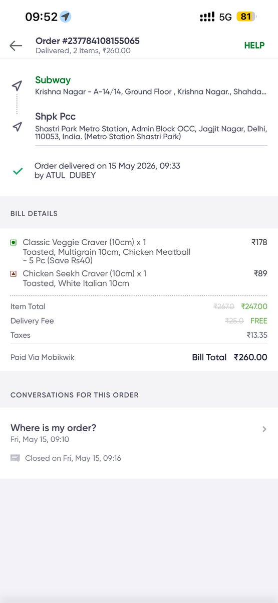vikki_trainer's tweet photo. @SUBWAY @Swiggy @fssaiindia @jagograhakjago @DelhiGovDigital @MCD_Delhi 
#Toing #Swiggy #Subway #FoodSafety #ConsumerRights #Delhi https://t.co/4Zp2opLEnm