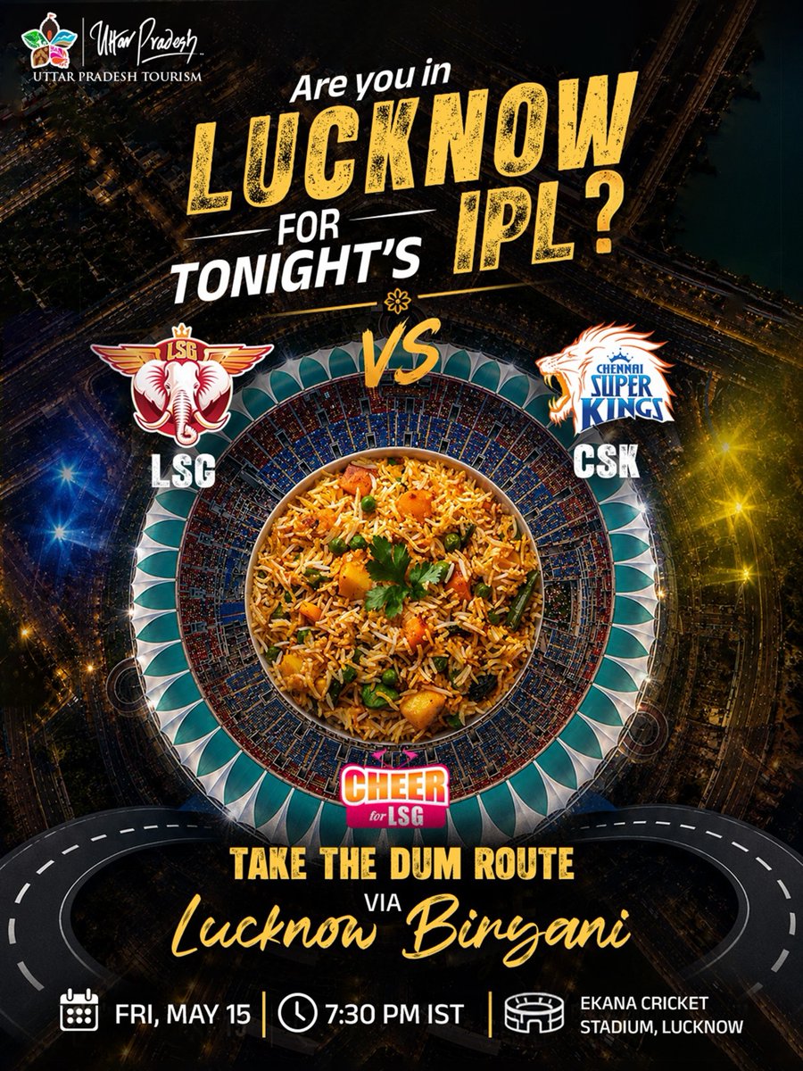 uptourismgov's tweet photo. On your way to Lucknow for the IPL match?
Take the dum route through the flavours of Awadh.
Do not miss the iconic Lucknowi Biryani to make your trip truly unforgettable.
#iplmatch #lucknowmatch #ipllucknow #lucknowbiryani #awadhflavours
@narendramodi @myogiadityanath @gssjodhpur
@jaiveersingh099 @ASIGoI @amritabhijatias
@UPGovt @MinOfCultureGoI @tourismgoi @incredibleindia @CMOfficeUP @MEAIndia