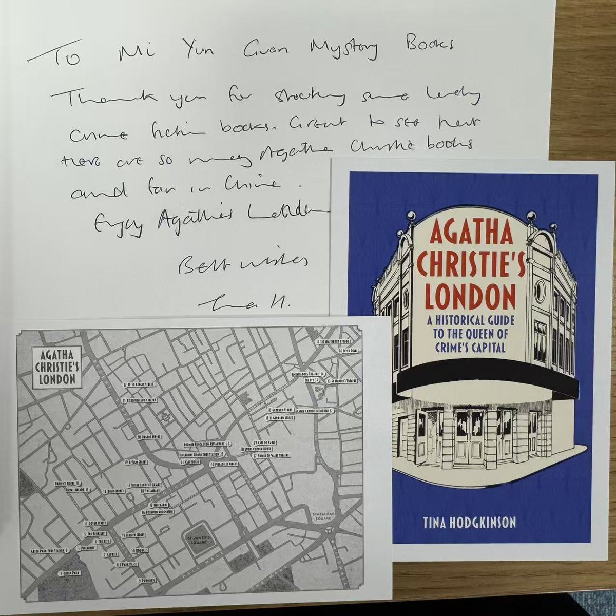 shichen1987's tweet photo. Yesterday, my friend Fu Chuanning attended an in-person event with Tina Hodgkinson, author of Agatha Christie's London: A Historical Guide to the Queen of Crime's Capital, and presented our small gift on behalf of Miyunguan（谜芸馆）. https://t.co/XrjOyrP695