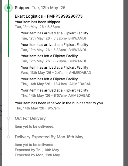 MrTrish's tweet photo. @Flipkart @flipkartsupport 
What is the issue? What's the meaning of membership and 1-day delivery if you can't? delayed by 4 days after reached at near hub? https://t.co/OFXNcbfF4V