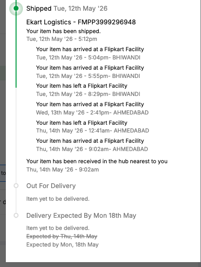 MrTrish's tweet photo. @Flipkart @flipkartsupport 
What is the issue? What's the meaning of membership and 1-day delivery if you can't? delayed by 4 days after reached at near hub? https://t.co/OFXNcbfF4V