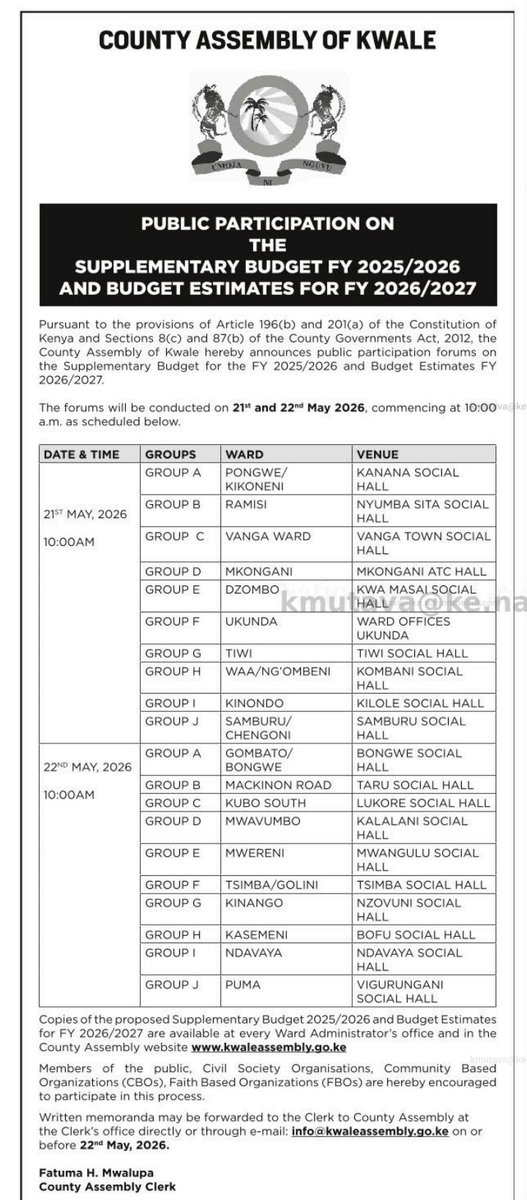 County Assembly of Kwale tweet media