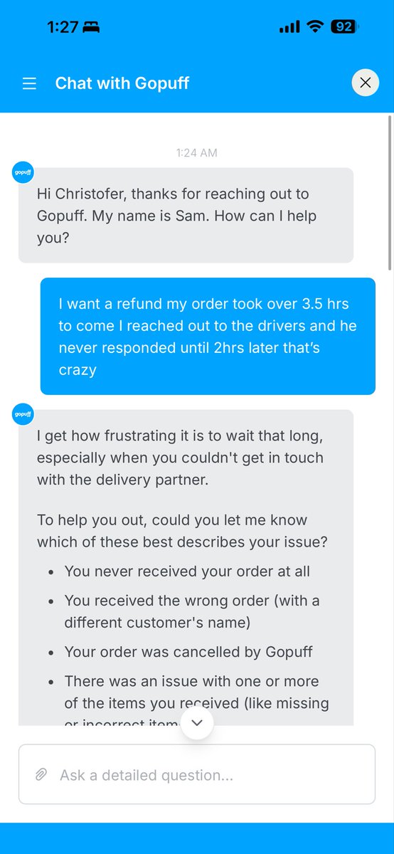 chrisbf4's tweet photo. @gopuff so you mean to tell me since yall system was Down and my items never got delivered I can’t get a refund because I don’t have a pin on the account. I have only used you guys service one other time trust me. I won’t deal with yall again. https://t.co/rKdnbSWi15