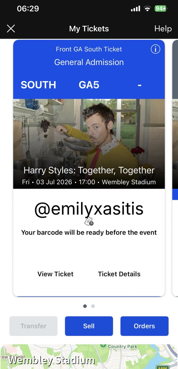 emilyxasitis's tweet photo. since fees are ridiculous, selling harry styles ticket on here, 1x front pitch south standing ticket for £165 (a lot cheaper than i paid) for 3rd July wembley stadium, as friend can’t make it ! #harrystyles #harrystylesticket #harrystyleswembleystadium https://t.co/MWGkPfMHFL