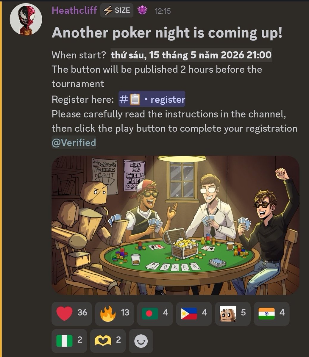 Canhduc3748's tweet photo. Today we're going to play poker again with the Seismic community. @SeismicSys https://t.co/OCYgE94uYf