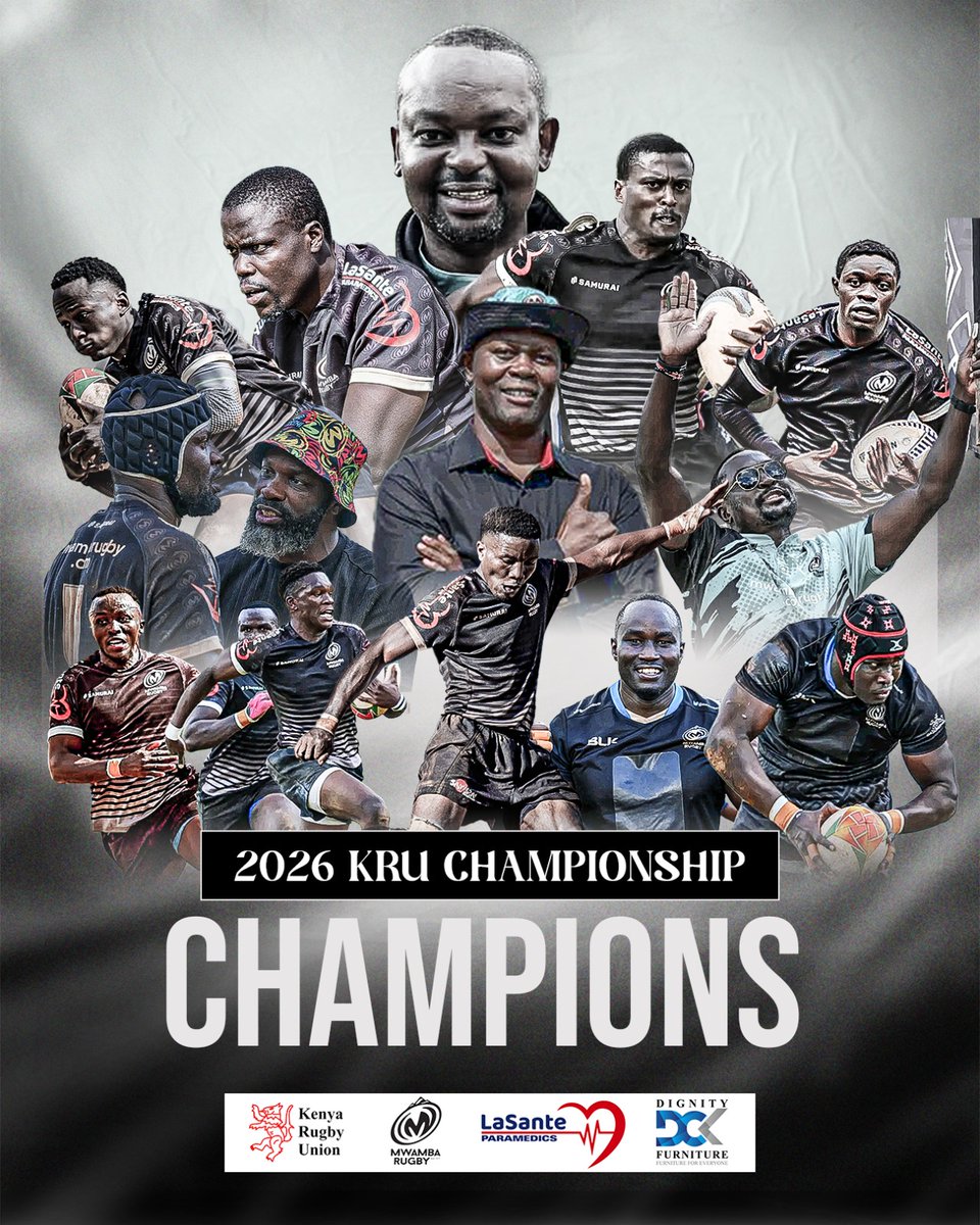 MwambaRFC's tweet photo. 𝐋𝐞𝐬𝐭 𝐰𝐞 𝐟𝐨𝐫𝐠𝐞𝐭… 🏆😌🏆😌

The 2026 KRU Championship title found its rightful home at Mwamba RFC.

A gentle reminder for those suffering from selective memory. 😏⚫️

📖 ‘I will not neglect to remind you always of these things…’ — 2 Peter 1:12”

@Dignity_Kenya https://t.co/laghk08Eld