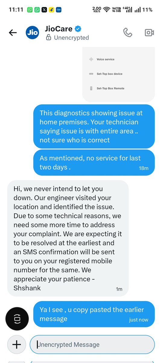 mahe1729's tweet photo. @JioCare No I know, how your care team works. Copy paste cats. https://t.co/L8dsVn2GgW