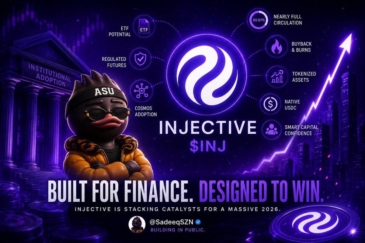 SadeeqSZN's tweet photo. When you zoom out, the setup around $INJ heading into 2026 starts looking very interesting.

From ETF speculation to supply dynamics, institutional access, RWAs and aggressive burn mechanics

Here’s why Injective could become one of the strongest L1 plays next cycle.
🧵👇

#INJ https://t.co/8EOM3dbtam