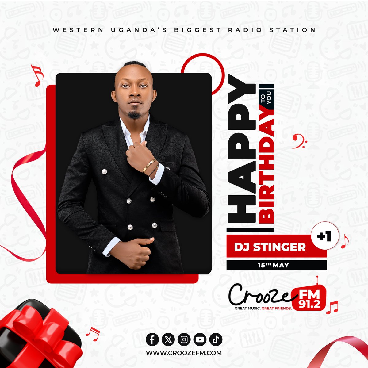912CroozeFM's tweet photo. 🎉🔥 Hey Crooze Family, we’ve made another spin and it’s @deejaystingerug Birthday today! 🎂🎧

Happy Birthday to DJ Stinger a.k.a. The Party Sting, the vibe machine holding it down on The Morning Addiction (TGIF) and shaking Saturdays with The Urban Breakfast! 🐝💥

From early morning energy to weekend madness, Stinger doesn’t just play music… he injects the party into the airwaves! 😎🕺🏾💃🏾

Today we turn the volume all the way up for the man of the moment!

Drop those 🎉🔥🎧 emojis and show The Party Sting some love! HAPPY BIRTHDAY 🎂

#HappyBirthday 
#CroozeFM 
#Mbarara