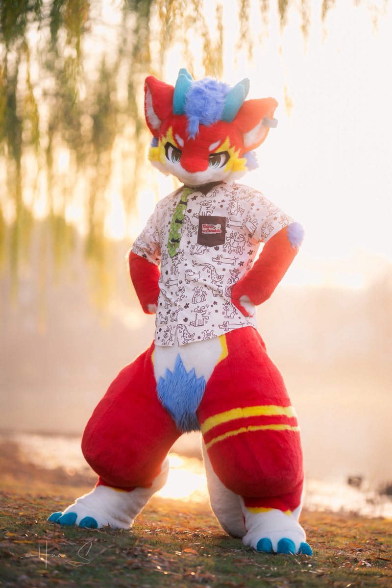 XiMuwolf's tweet photo. 毛龙叉腰！
 #FursuitFriday
📷：@WenstLing https://t.co/Cirg2vv0Y0