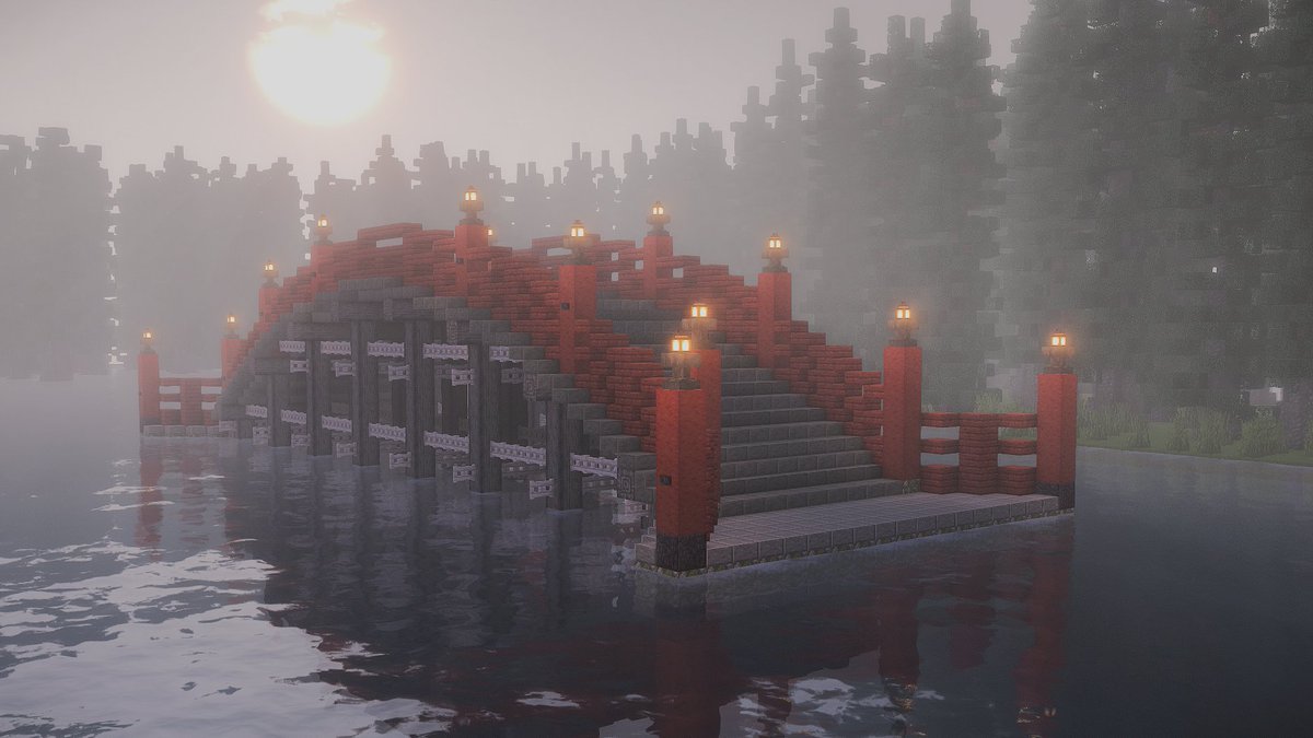 Babukun0603's tweet photo. 太鼓橋

朝霧に浮かぶ、朱色の橋。

#Minecraft #Minecraftbuilds #minecraft建築コミュ https://t.co/rKMR2JEAhH