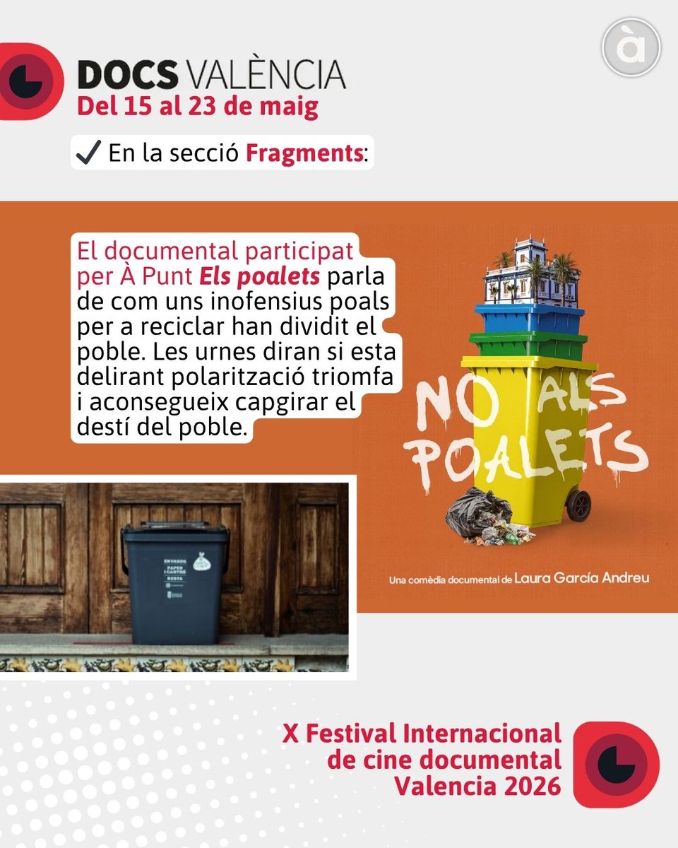 apunt_media's tweet photo. 🎞️📽️ Del 15 al 23 de maig se celebra el X festival internacional de cine documental de València, @DocsValencia. Set dels documentals que es projecten compten amb la participació d'À Punt.

#DocsValència10 #CineDocumental #NoFicció

Són els següents 👇 https://t.co/wKWvifBvAw
