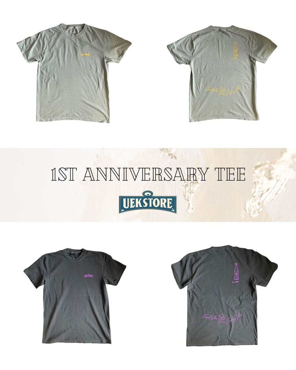 higeojisan_game's tweet photo. 【UEK STORE。1周年記念ITEM】

“ただのロゴTじゃ終わらせない。”

昨年大好評だったロゴTをベースに、
UEK STORE。1周年記念モデルとしてアップデート。
ボディには
アメリカ生まれの後染めTシャツブランド
Comfort Colors を採用。

シルクスクリーンで一枚ずつ仕上げた、
雰囲気抜群の一着です。
着た瞬間に分かる、
驚くほど滑らかな肌触り。
それでいて、
アメリカらしいザラっとした表情と
古着のようなフェード感。

ヘビーオンスなのに重くない。
一枚でも透けにくい。
「気付いたらこればっか着てる」
そんなTシャツを目指しました。

男女問わず、
どんなスタイルにもハマります。
そして今回も、
“できるだけ手に取りやすく”をテーマに価格もかなり頑張りました笑

ぜひ一度、実際に着て確かめてみてください。
━━━━━━━━━━━━━━━
UEK STORE。 1st Anniversary Tee
━━━━━━━━━━━━━━━
・Comfort Colors Body
・6.1oz / 綿100%
・Pigment Dye
・Silk Screen Print

HP
https://t.co/pYuwxoLueG