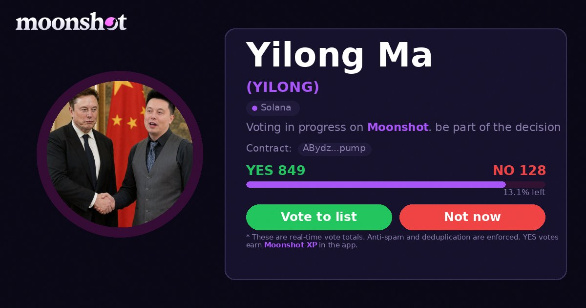 _doaibiet's tweet photo. $YILONG - 
 We're building something real. Help us land on Moonshot — vote now 🏗️ 
 AByd79m4DZQBFTcRLguzu4usK8hvyaCbDtwZNJfYpump 
 🔗 https://t.co/Q0T04aMyww https://t.co/8AoEQXzYs3