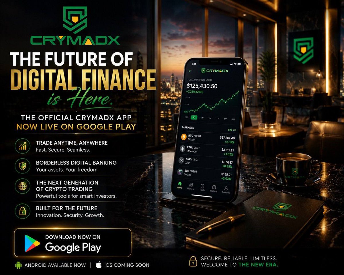 CrymadxOfficial's tweet photo. We’re officially LIVE on Google Play!🎉

Thank you to everyone supporting the CRYMADX journey.
This is only the beginning.

📥 Download the CRYMADX app today:
Google Play Link:
https://t.co/qVqLImbuyE

Secure. Reliable. Limitless. 🚀
#CRYMADX #PlayStore #CryptoApp #DigitalFinance https://t.co/dSTldC2JoF