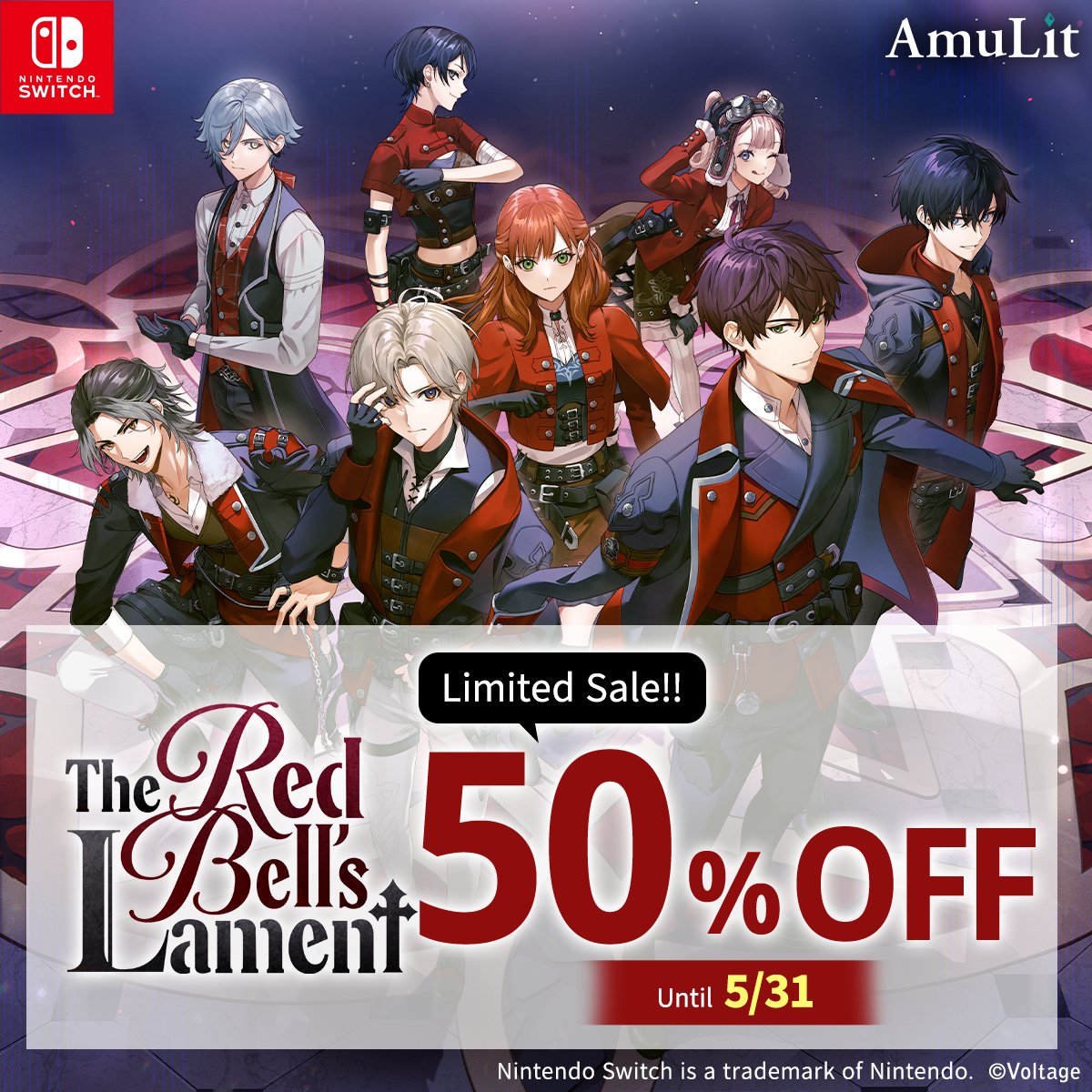 RedBellsLament's tweet photo. ◇━⚠Ending soon⚠━◇
 The Red Bell's Lament
　🎉5⃣0⃣％ OFF🎉
◇━━━━━━━━━━◇

🎀Otome Sale🎀
Lasts until [5/31]⌛💦
Don't miss out on this chance!!

―――――――――
👇Pick it up now!
https://t.co/4IPDxOS6xz
#RBL #AmuLit https://t.co/krRhhLDbvJ