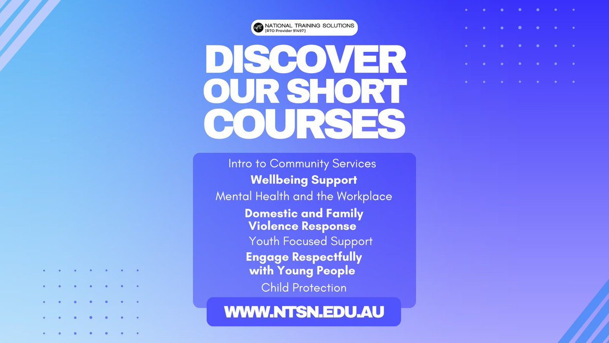 ntstraining's tweet photo. NTS short courses are ideal for professional development, giving you the opportunity to build and refine your skills. Visit our website to explore what’s on offer.  💻https://t.co/EG29zJtZme #albury #onlinecourses #NSW #accreditedtraining https://t.co/N5HdFW7vR9