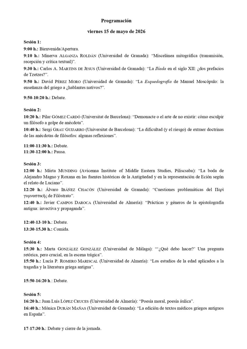 sobremidvd's tweet photo. Hoy tenemos en la Universidad de Granada el seminario internacional "Πολυπραγμοσύνη: Actualización científica en Filología Clásica", organizado por Diatriba (PAI HUM-986). En él intervendré con "La Esquedografía de Manuel Moscópulo: la enseñanza del griego a ¿hablantes nativos?" https://t.co/1DdofqIyHV