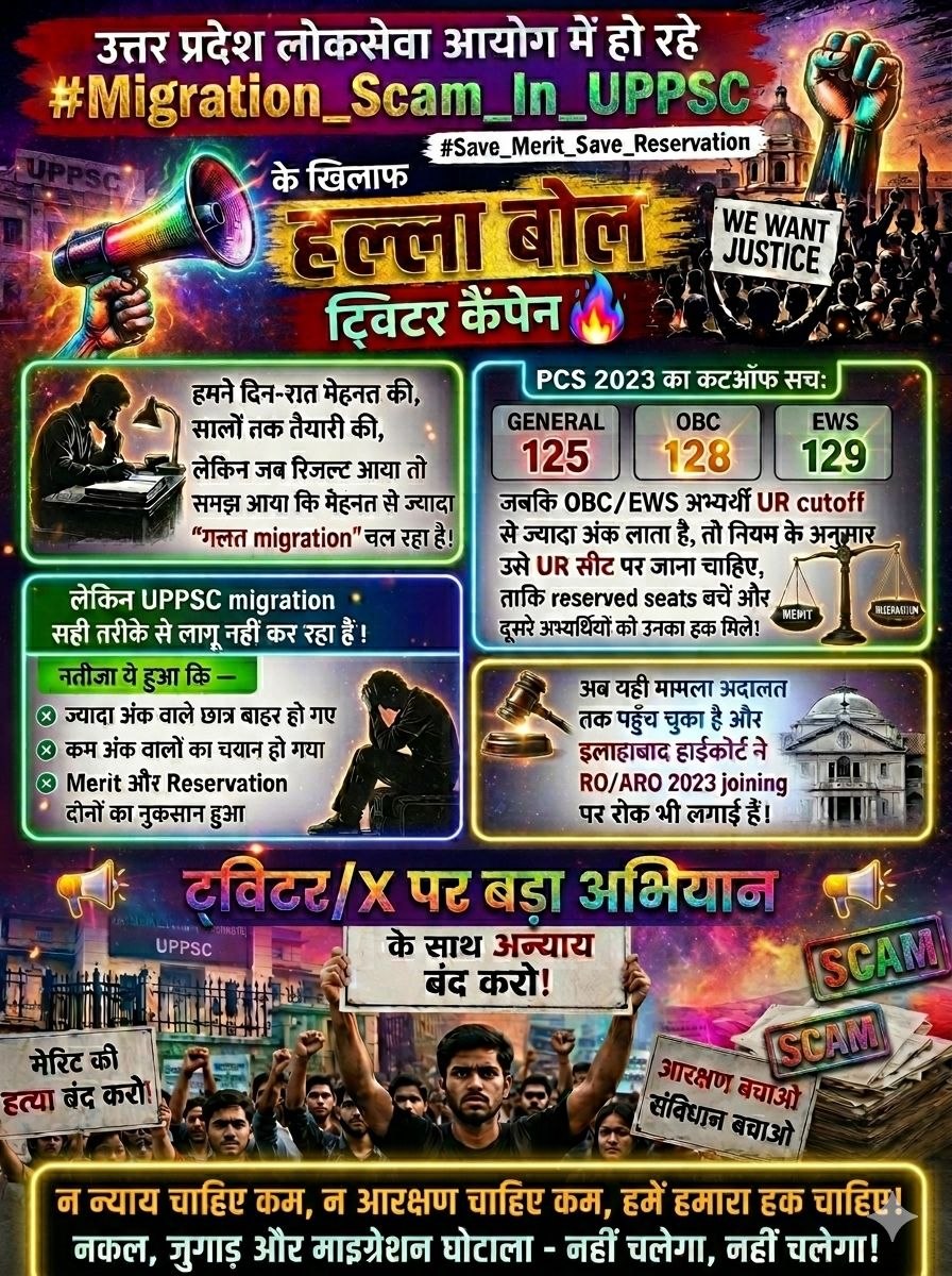 SHUBHAM20942663's tweet photo. #Migration_Scam_In_UPPSC
#UPPSC_Migration_Scam
#Save_Merit_Save_Reservation
#Migration_Rule_Lagu_Karo
#Transparency_In_UPPSC
@yadavakhilesh https://t.co/jK22JcxWIG