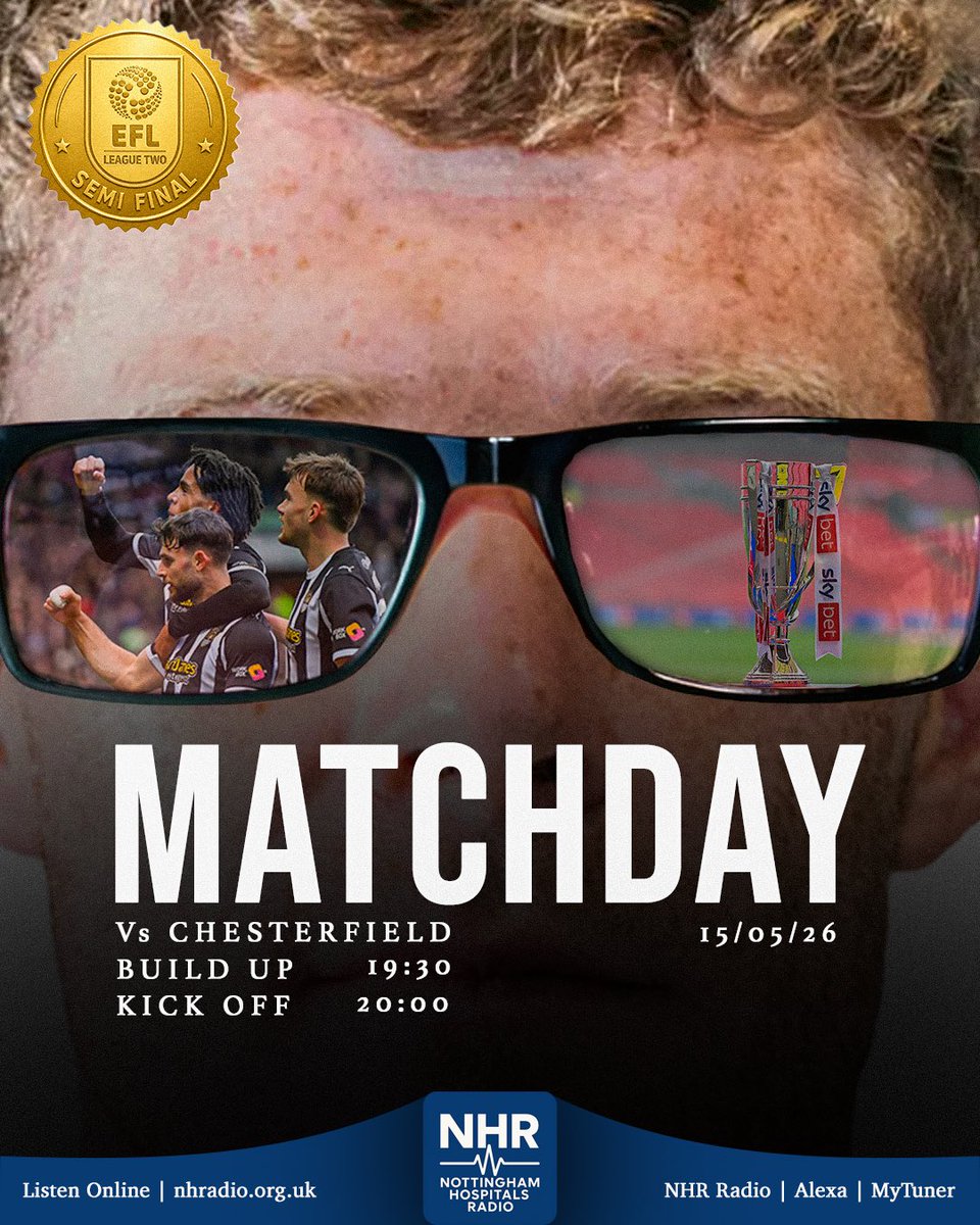 NottsNHR's tweet photo. Do Notts get a trip to Wembley? Find out on NHR with live commentary of Notts v Chesterfield. 

Only available in the city and QMC Hospitals. 

Listen on your bedside unit or online at https://t.co/mrc1PCj6M4 whilst connected to the NHS free WiFi. https://t.co/hI8pSCf1Fp
