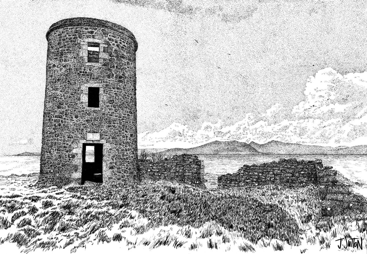 JackSuttonDraws's tweet photo. Lighthouse 1757, A3. 

The second lighthouse in Scotland and my favourite by a distance. It was an effort to visit, and one which pissed off an almighty number of seabirds, as depicted. 

Ive been banging on enough about Wee Cumbrae and my affection for it. Sorry, not really. https://t.co/gbwF1uFBWM