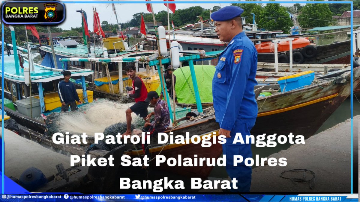 SatBarat's tweet photo. Anggota Sat Polairud Polres Bangka Barat Melaksanakan Patroli preventif dan Edukatif Kepada Nelayan Di Pelabuhan https://t.co/xDEE73kPER