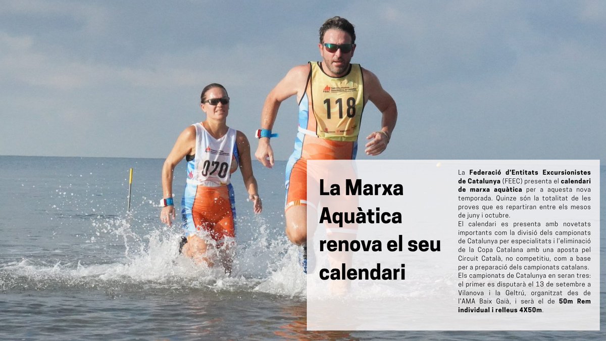 FEEC_cat's tweet photo. 🌊 Nou calendari de Marxa Aquàtica 

La Marxa Aquàtica aposta per un Circuit Català ampliat i per a tres 🏆 Campionats de Catalunya arreu del país. 

La temporada s'iniciarà al juny a Salou (el Tarragonès) i es tancarà a l'octubre a Roses (l'Alt Empordà). 

🔗 https://t.co/9rbCB9TMmb

#sentlamuntanya #sommuntanya #aquàticafeec