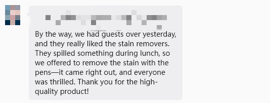 YRIntl's tweet photo. Y&amp;R International Customer Feedback | Stain Remover Pen

Fresh stain removed immediately during lunch gathering ✔

Portable &amp; practical for daily use

Small MOQ,private label accepted  
Contact: info@yr-co.com  

#YRInternational #StainRemoverPen #LaundryCare #Import #Export https://t.co/2mJQk0EaW4