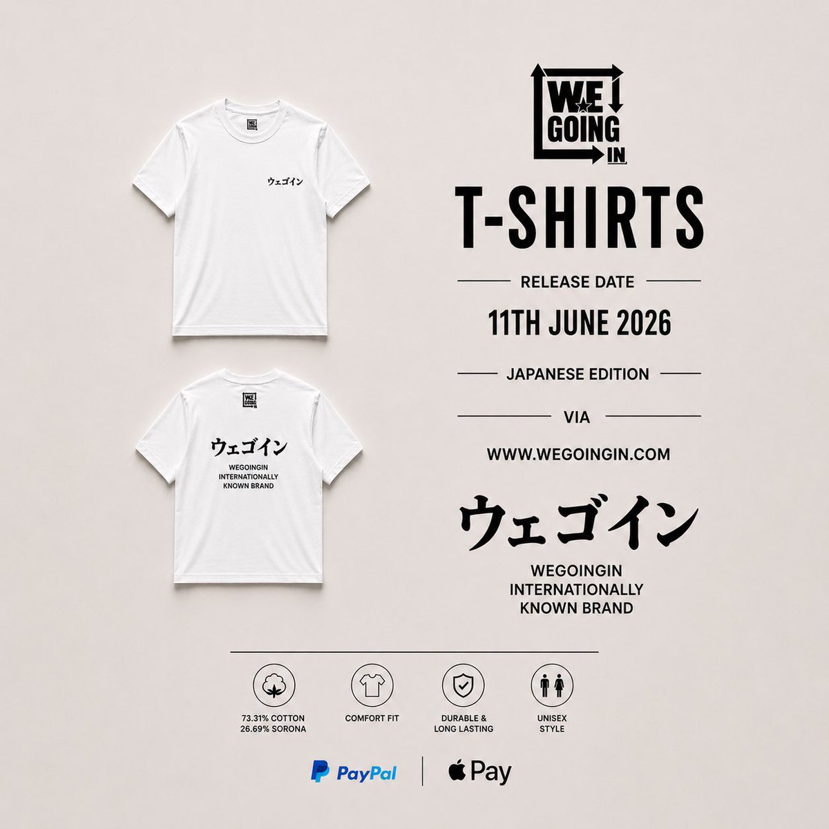 WEGOINGINUK's tweet photo. 🚨Pre Order:🚨
WGI Japanese Edition T-Shirts officially release on 11TH JUNE 2026 🇯🇵🔥
Pre-orders available now via https://t.co/lMOgyxPYBo #Luxurystreetwear #Cleancut #Highqualitymaterial #Internationalenergy. #Designed #for those who move different. #LIMITED #RELEASE. https://t.co/u4QpUVhD7F