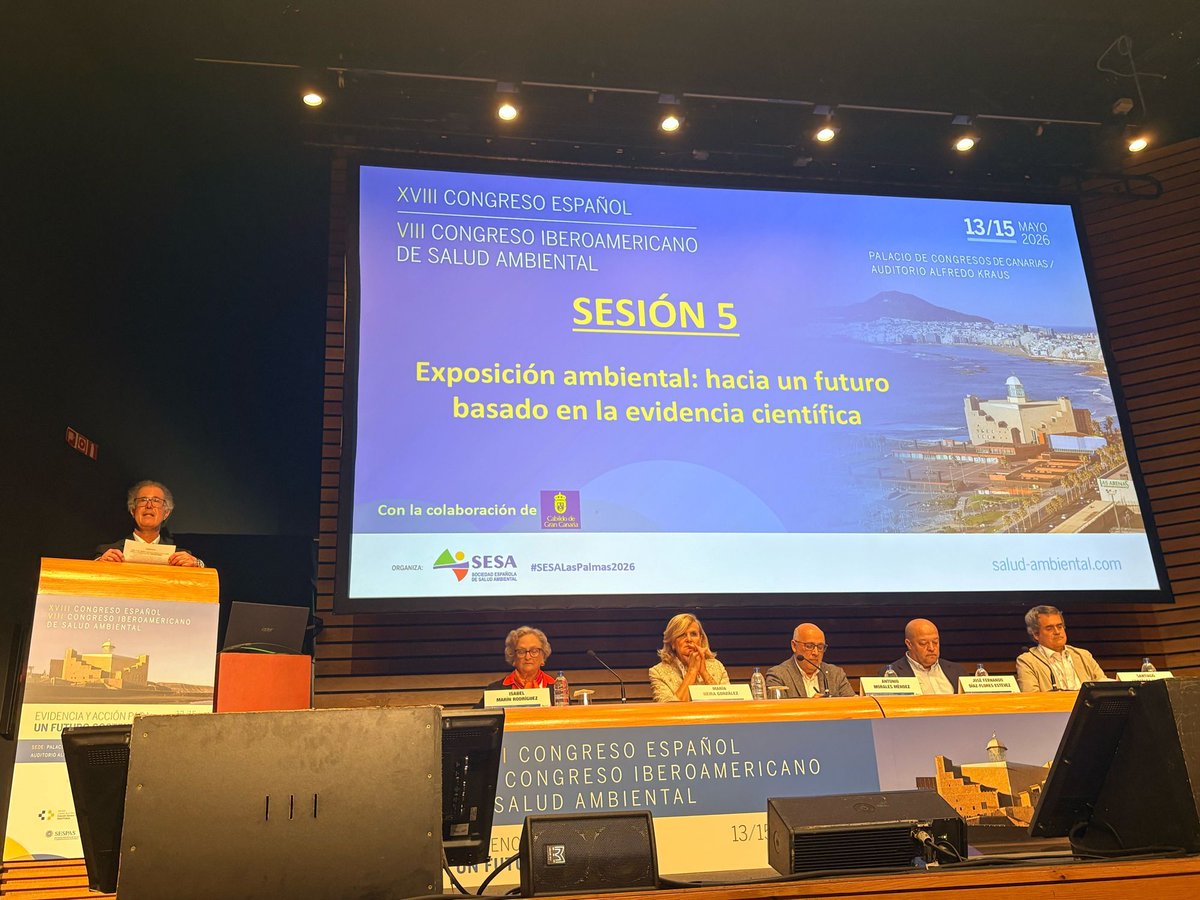 SesaTweet's tweet photo. Estamos llegando a la finalización del Congreso #SESALasPalmas2026 con la última sesión moderada por @IsabelmarinGR de la @SesaTweet titulada Soluciones ambientales eficientes: del marco internacional 🌍️ a la acción local 🏢 

#SESALasPalmas2026 #SaludAmbiental #SaludGlobal https://t.co/AYiRL4pivC